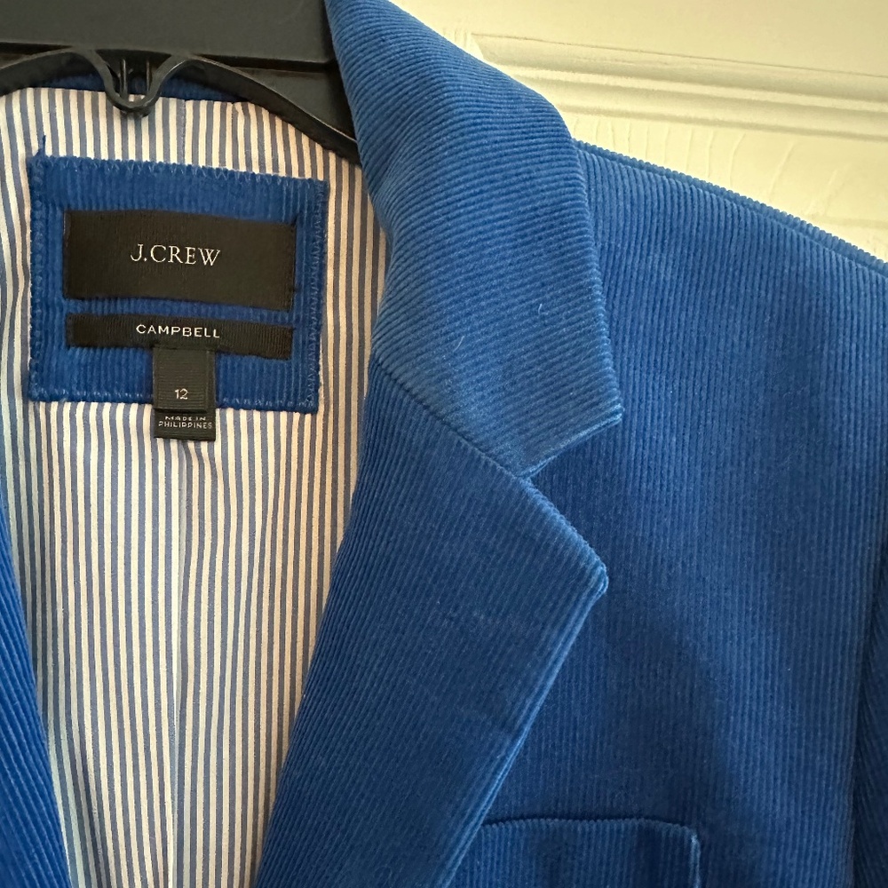 J. Crew Campbell Corduroy Blazer, Blue, Women's 12